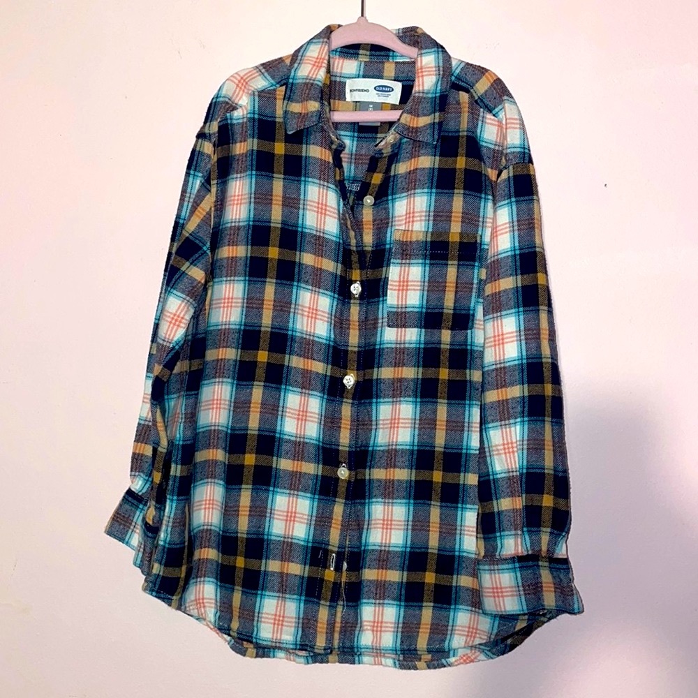 Old navy multicolor long sleeve button down flannel shirt size 8